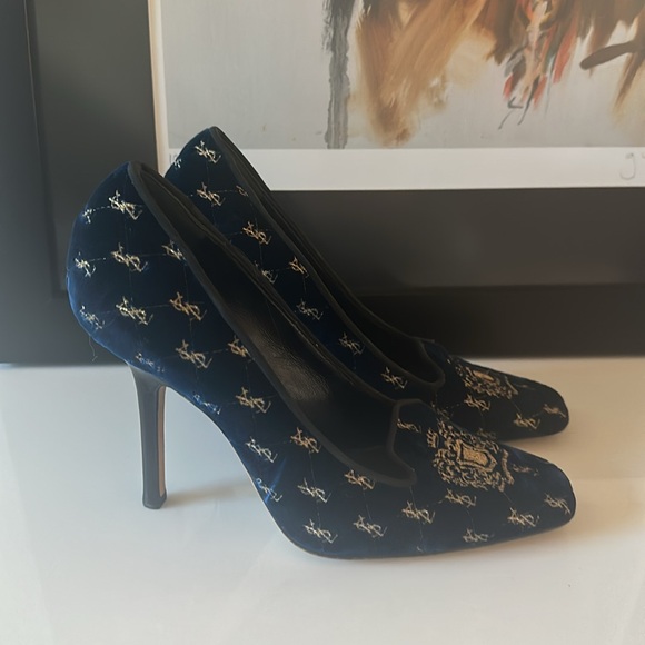 Saint Laurent blue velvet heels vintage - Picture 4 of 8